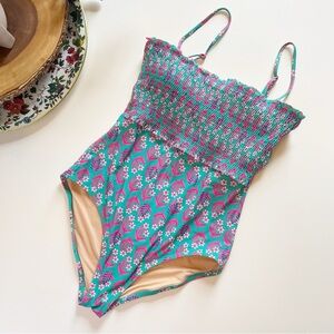 J Crew Women’s Smocked One Piece Swimsuit | Medium